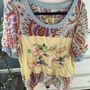 Johnny Was Women’s Silk Short Sleeve Shirt XL